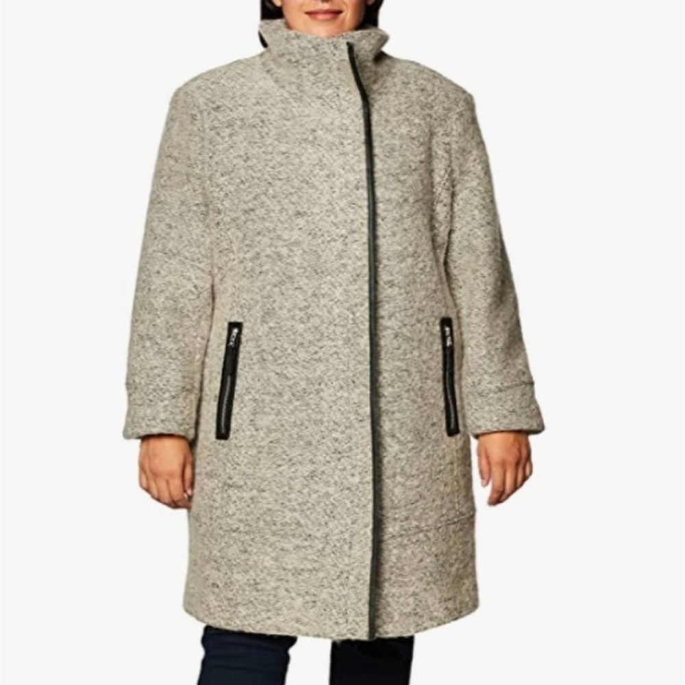Calvin Klein Gray Wool-Blend Funnel Neck 3/4 Length Coat—Beautiful! - Picture 3 of 12